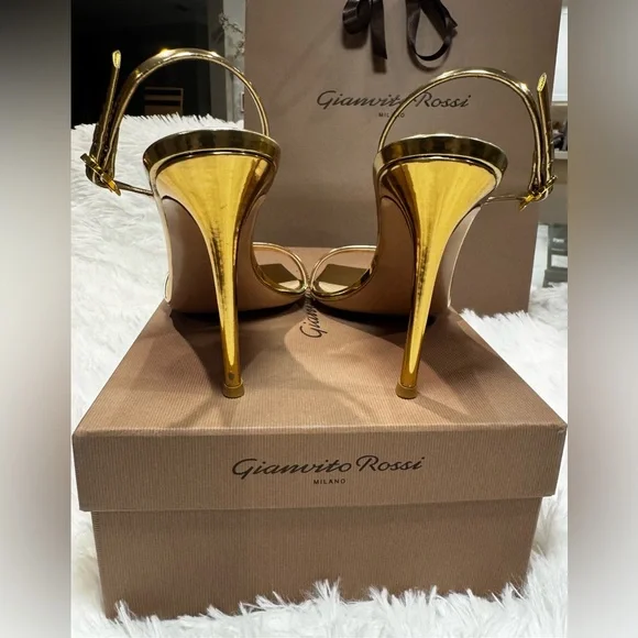 Gianvito Rossi Metallic Gold Heels - Picture 3 of 16